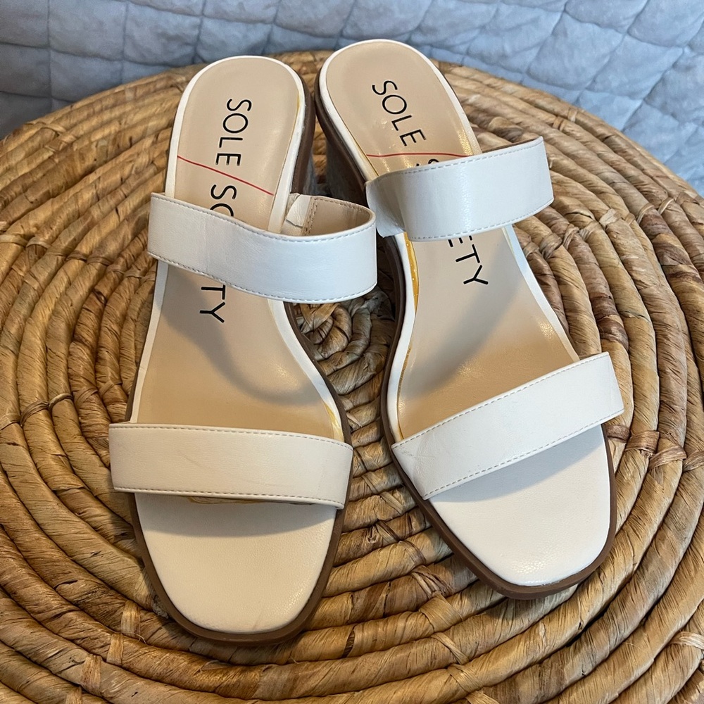 Sole Society Women's White Mules